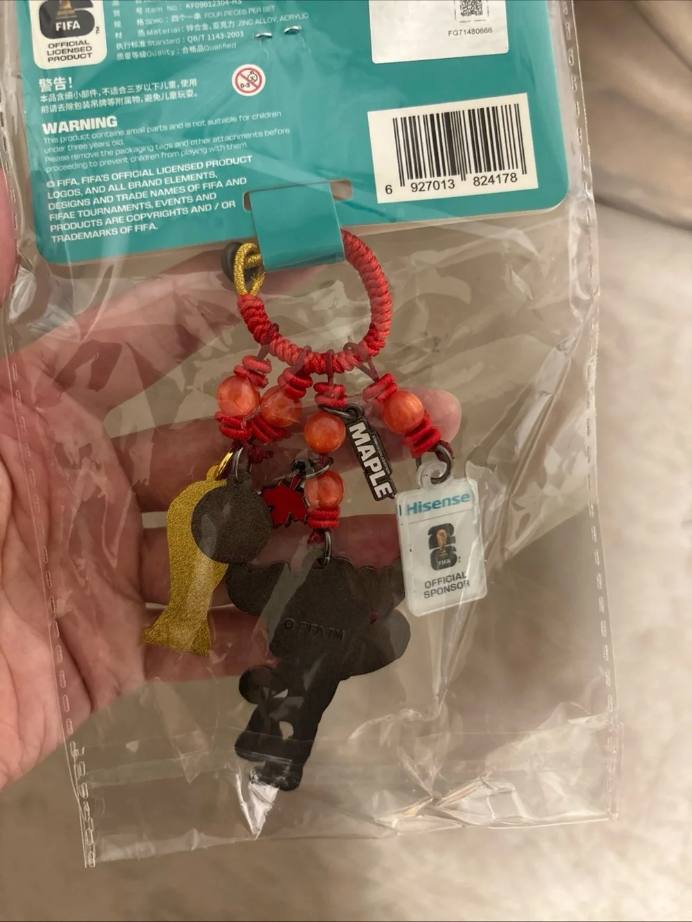 2026 World Cup Mascot Trophy Keychain Authentic-Red-Bag Pendant Soccer Fan Gift